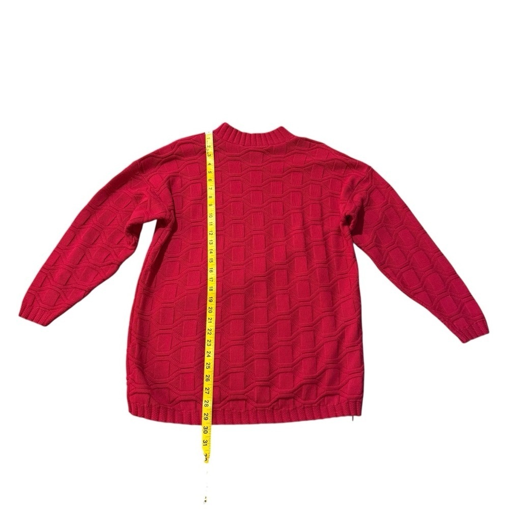 Vintage Large Class 955 80s Red Soft Cozy Textured Knit Sweater USA Made - Picture 5 of 7